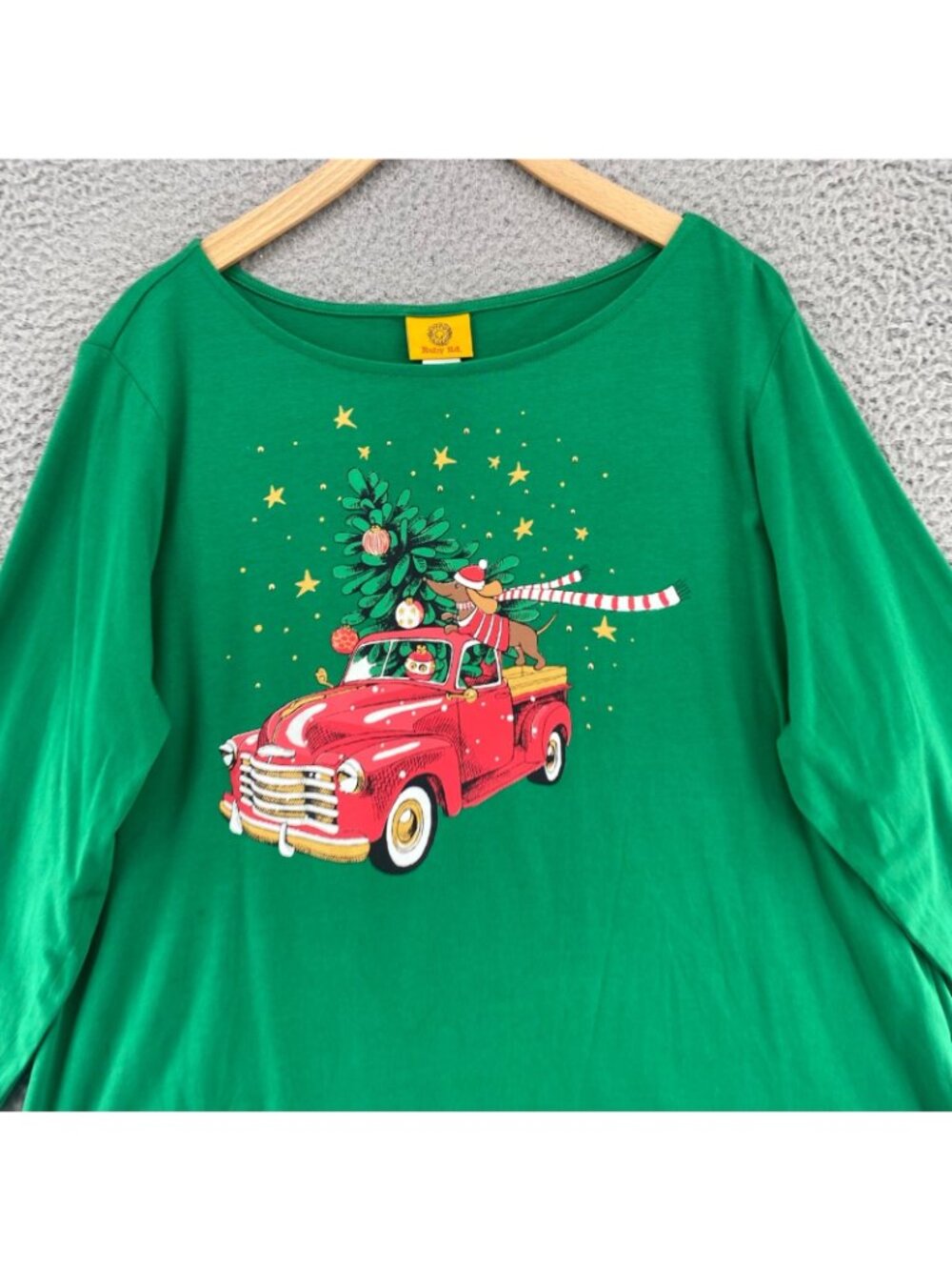 Ruby Road Top Womens Extra Large Green Christmas Tree Truck Dog Graphic T Shirt - Picture 2 of 9